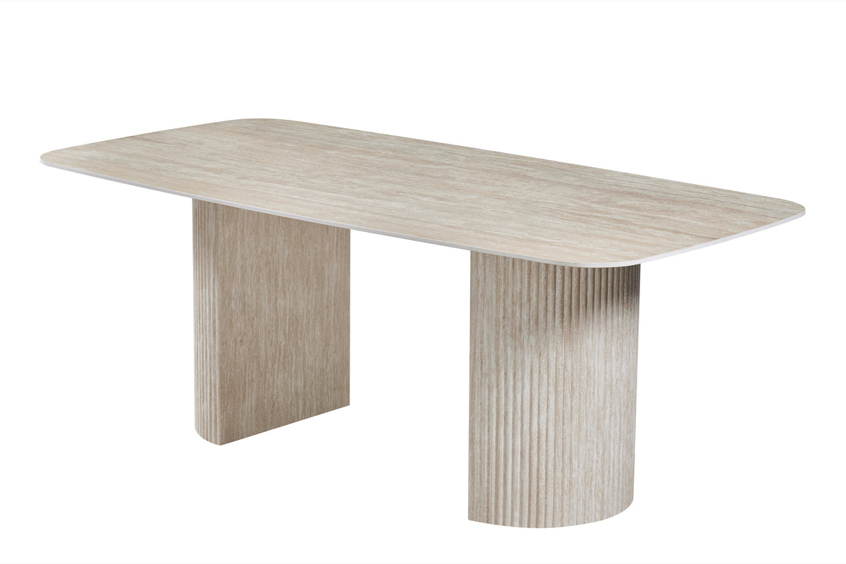 Keramische tafels eettafel – travertin – 200 cm – zijaanzicht