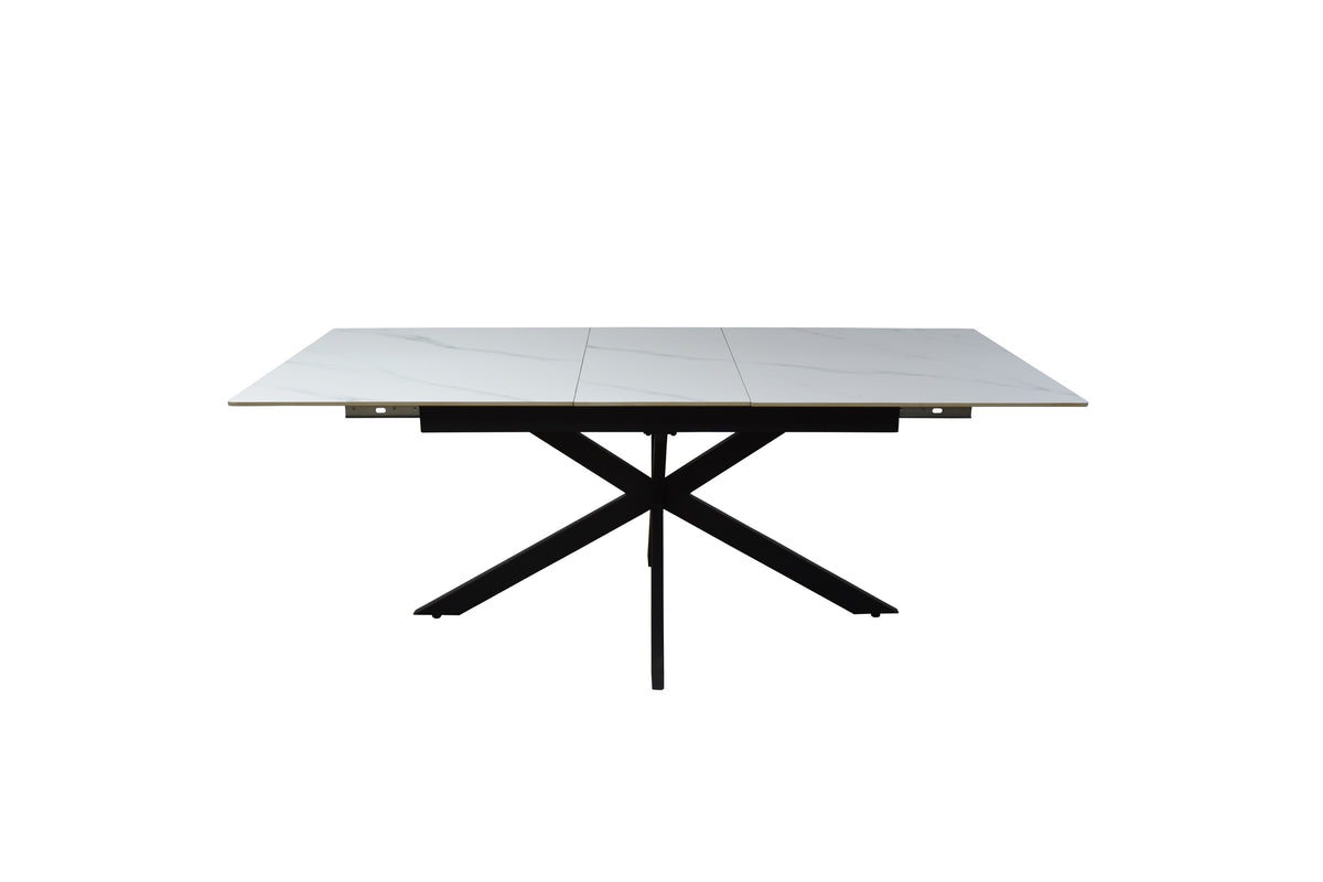 Keramische tafels eettafel uitschuifbaar – Carrara White – 160-200 cm – vooraanzicht