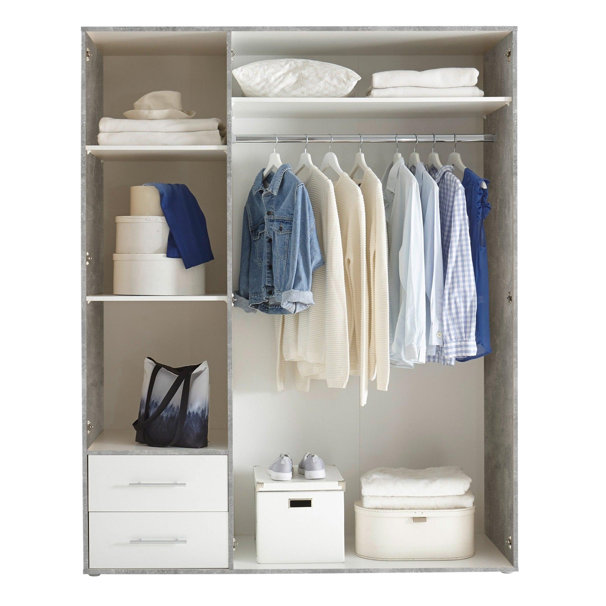 Kleerkast Balencia 3-deurs - wit beton - Kast - Meubelen Robbrecht