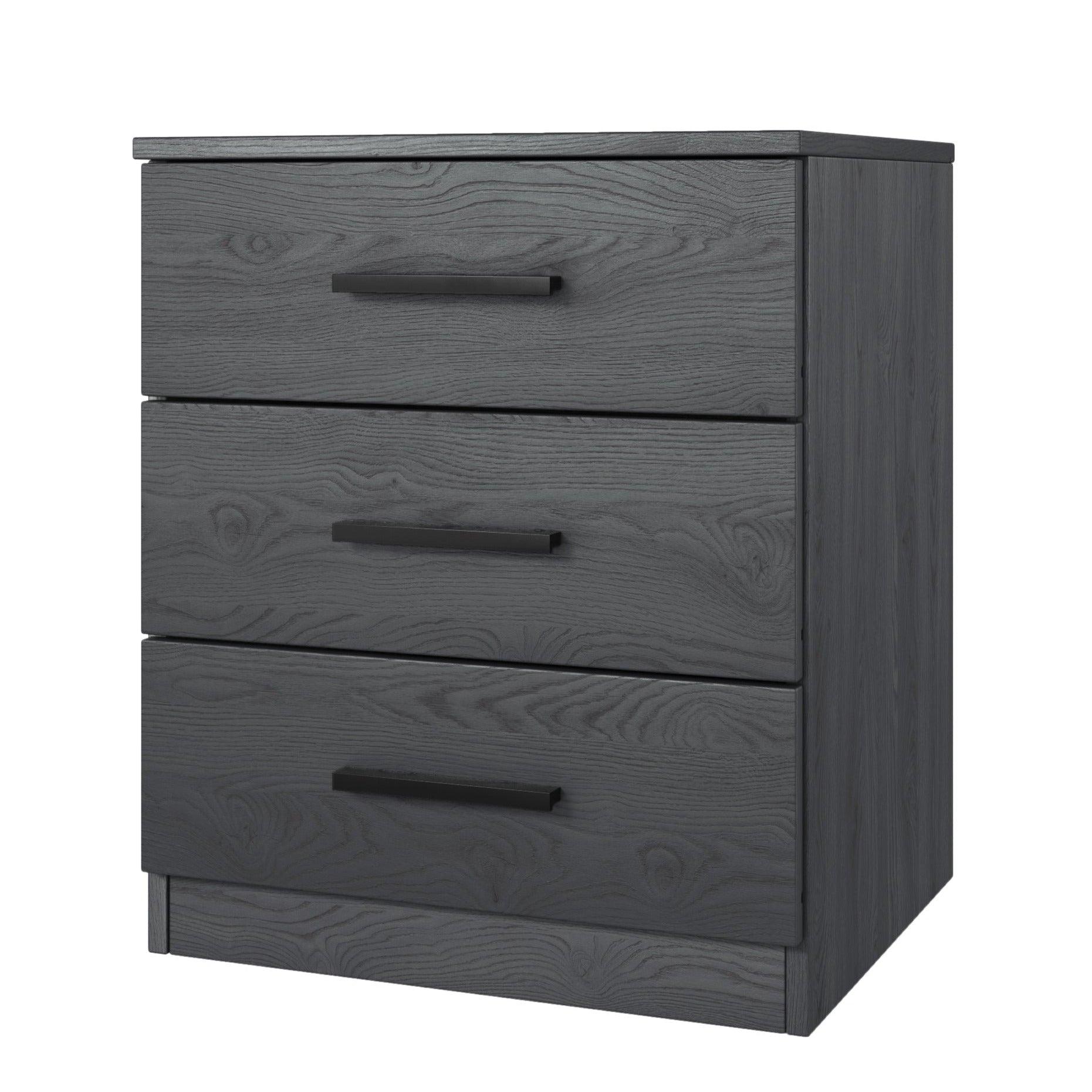 Nachttafel Space 3-laden - zwart - Nachtkast - Meubelen Robbrecht