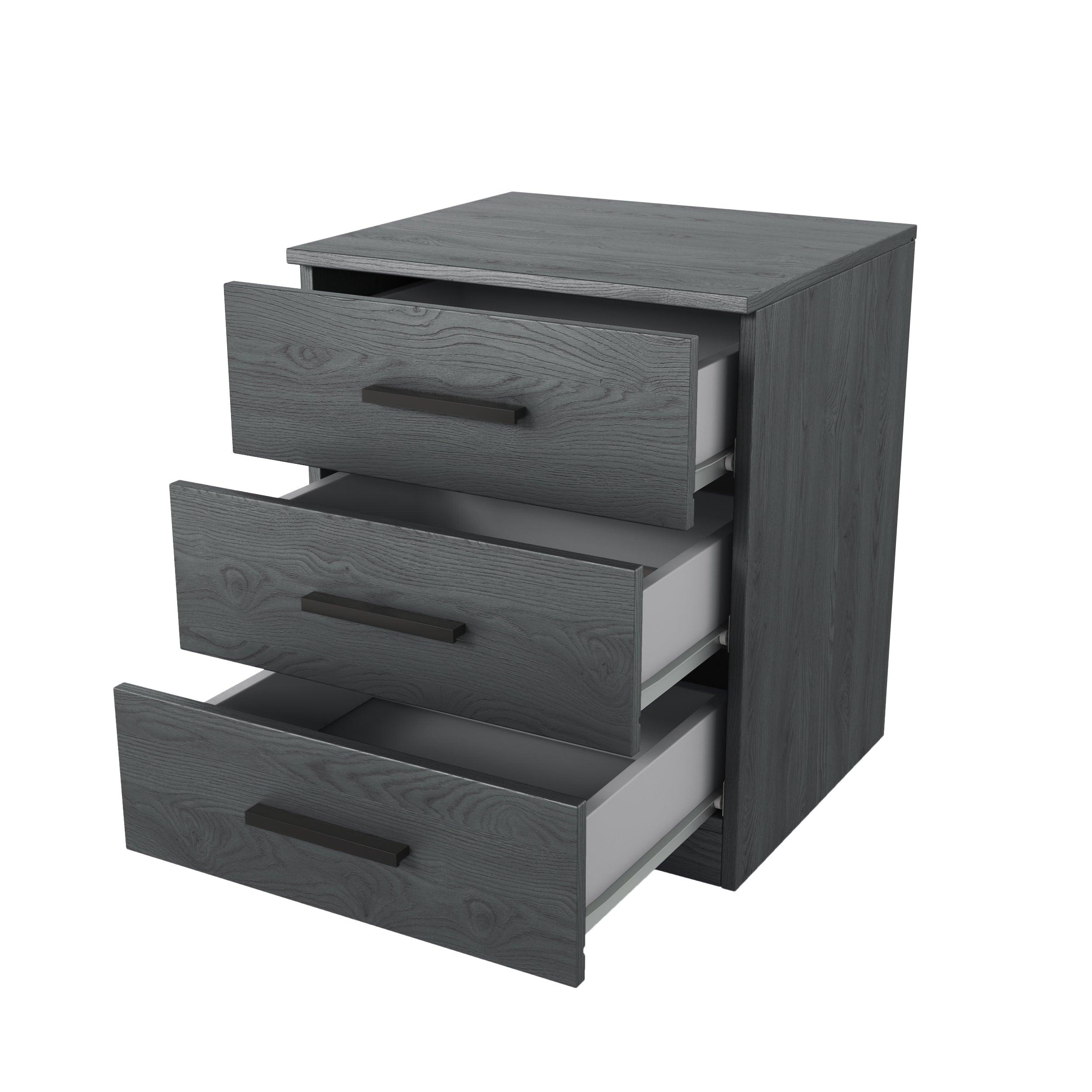 Nachttafel Space 3-laden - zwart - Nachtkast - Meubelen Robbrecht