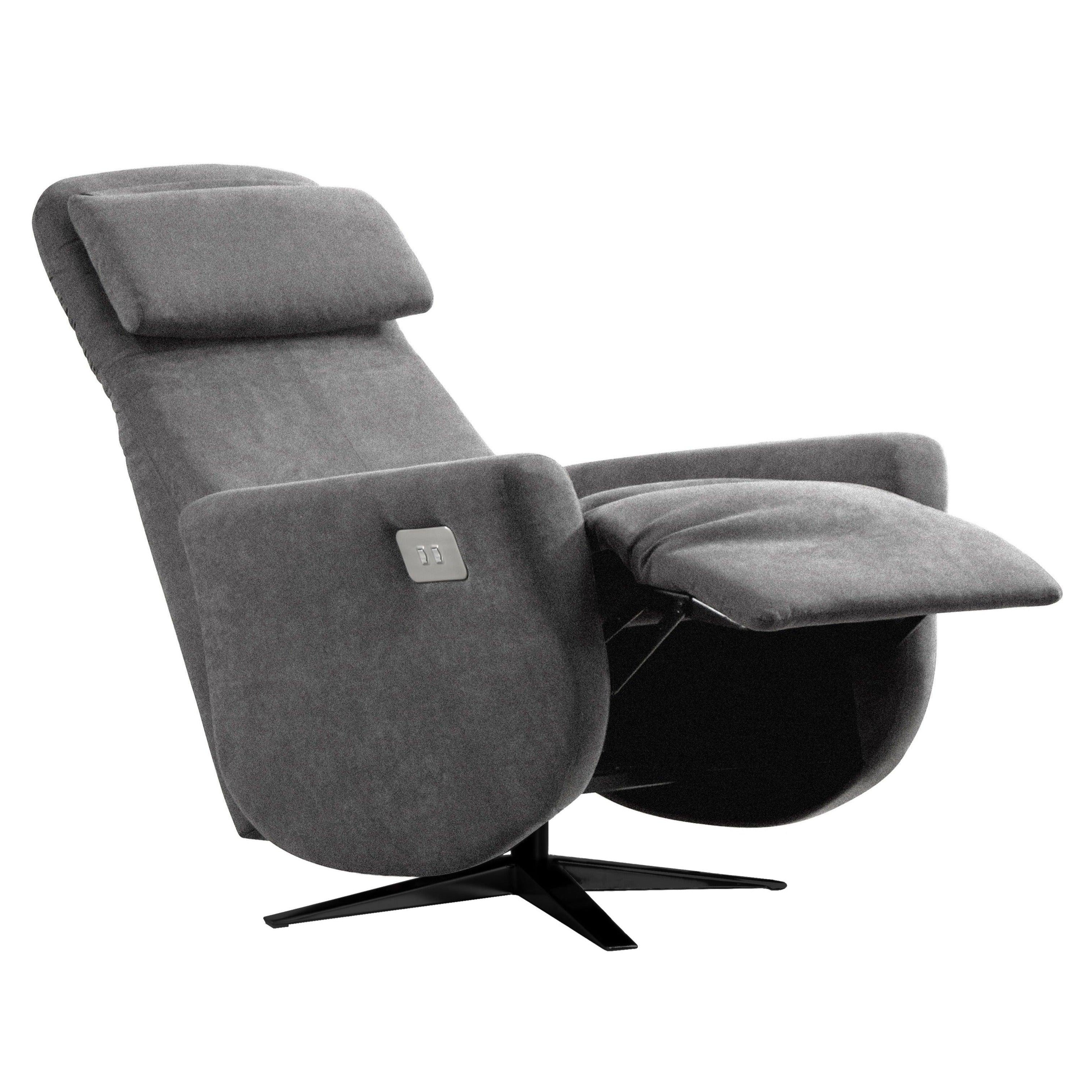 Relax Fold - 2-motorige relaxzetel en clubzetel - grijze stof - Relax - Meubelen Robbrecht