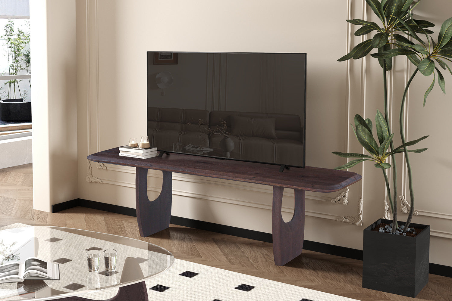TV meubel 'Braga' Mango hout Donkerbruin – Rousseau 2102-1