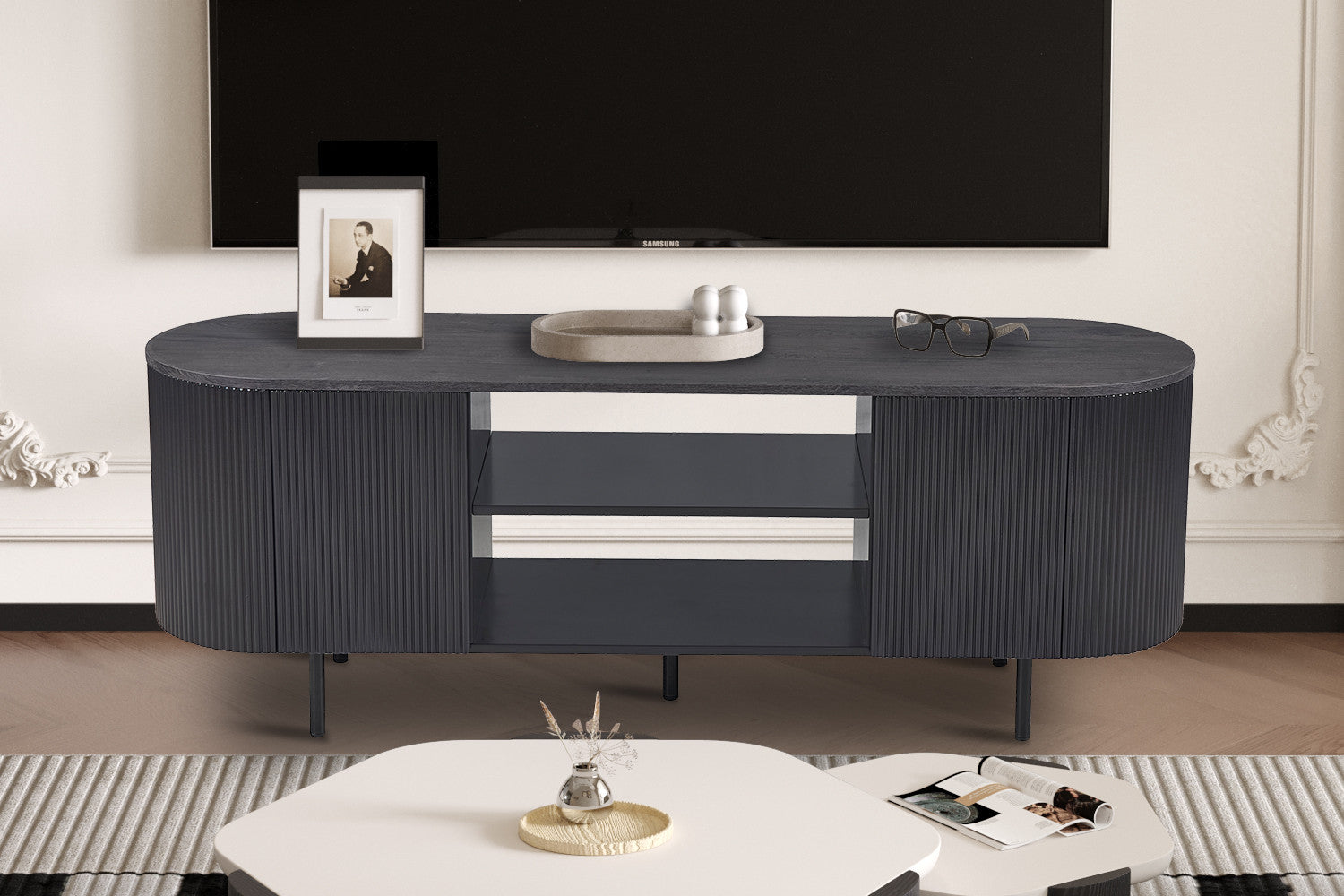 TV meubel 'Lagos' 160 cm Decor Donkerbruin – Rousseau 2175