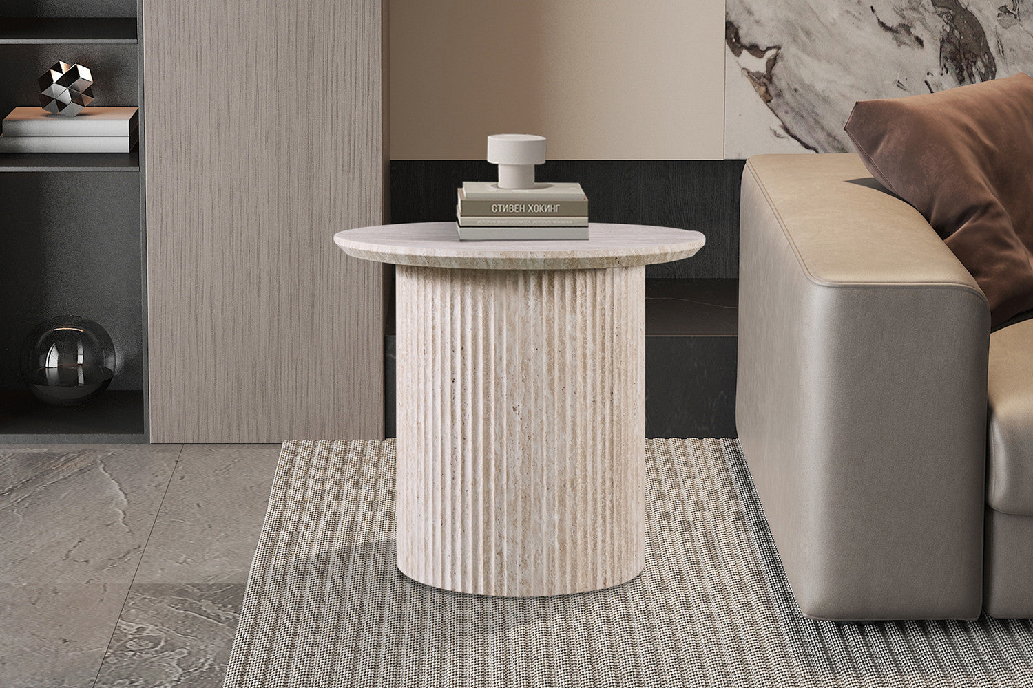 Salontafel Lagos 50 cm Rond Decor Travertin Beige
