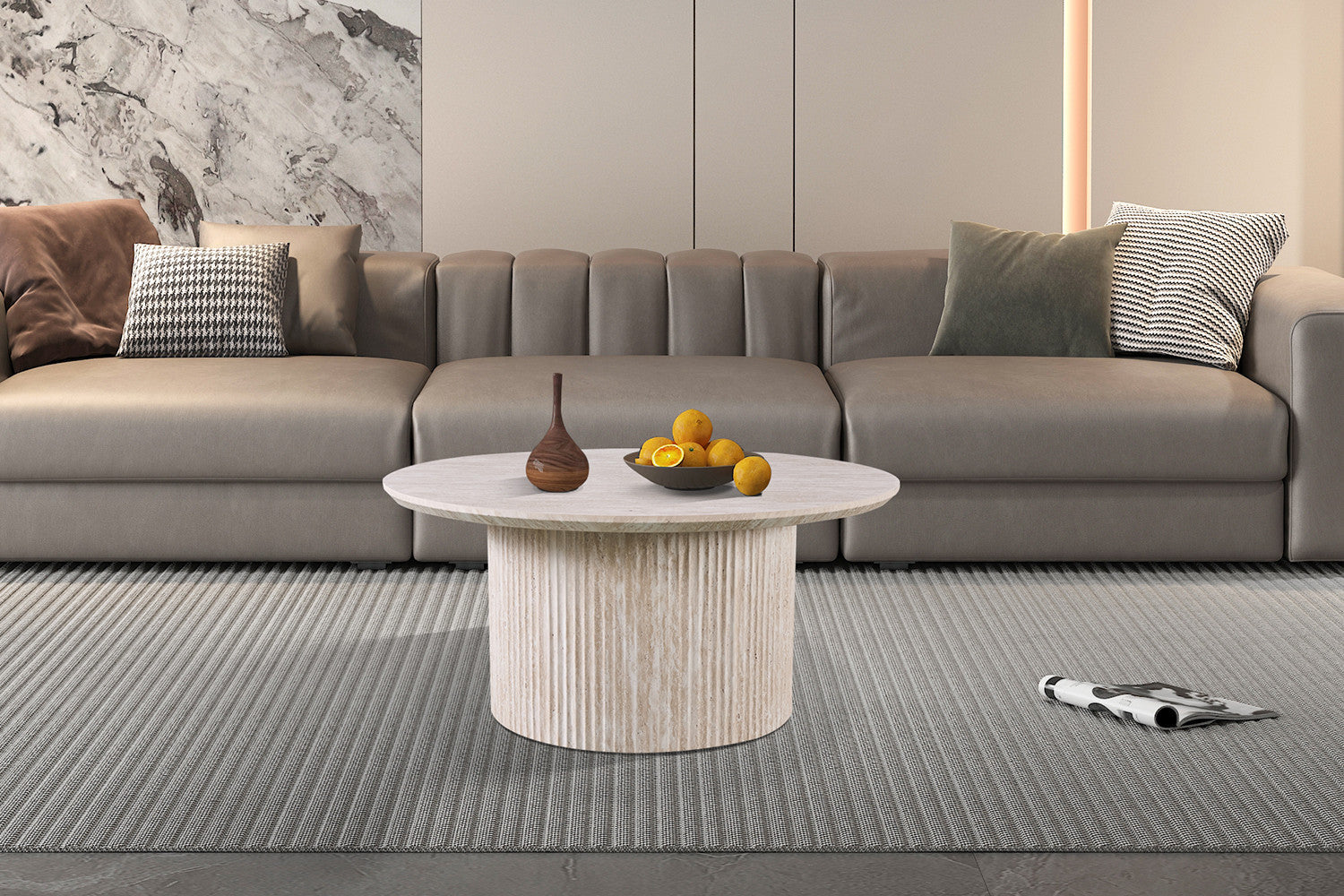 Salontafel 'Lagos' 80 cm Rond Decor Travertin Beige – Rousseau 3111-3