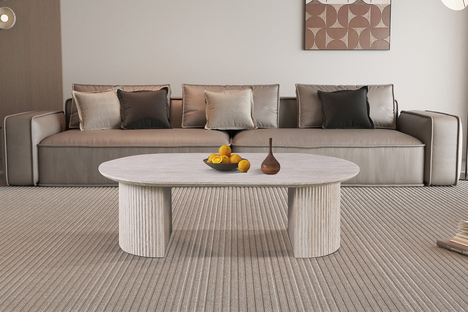 Salontafel 'Lagos' 120 cm Ovaal Decor Travertin Beige – Rousseau 3115-3