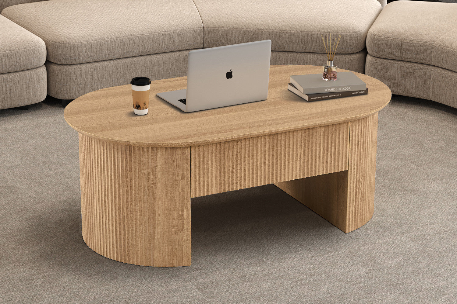 Salontafel 'Lagos' 120 cm Lift-top Decor Eik Naturel – Rousseau 3117-5