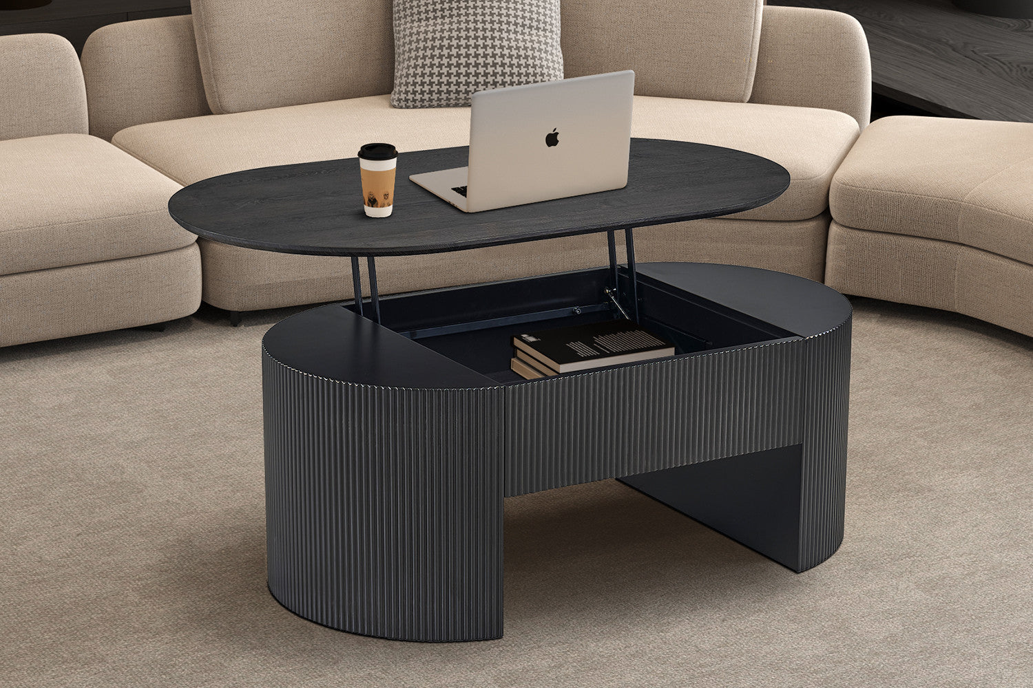 Salontafel 'Lagos' 120 cm Lift-top Decor Donkerbruin – Rousseau 3117