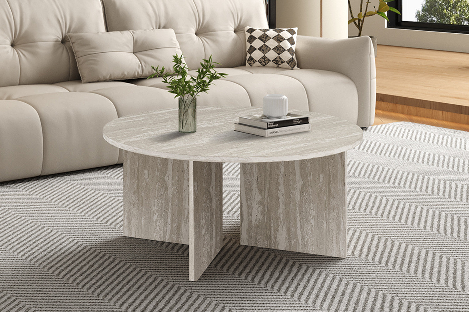 Salontafel 'Drasir' Rond Decor Travertin Grijs – Rousseau 3145-4