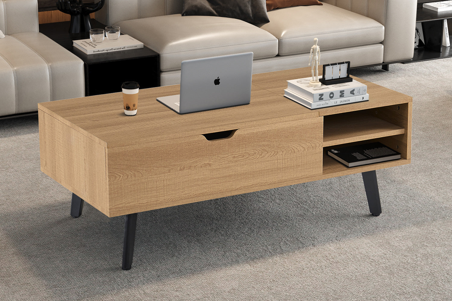 Salontafel 'Justine' Opklapbare top Decor Eik Naturel – Rousseau 3146-5