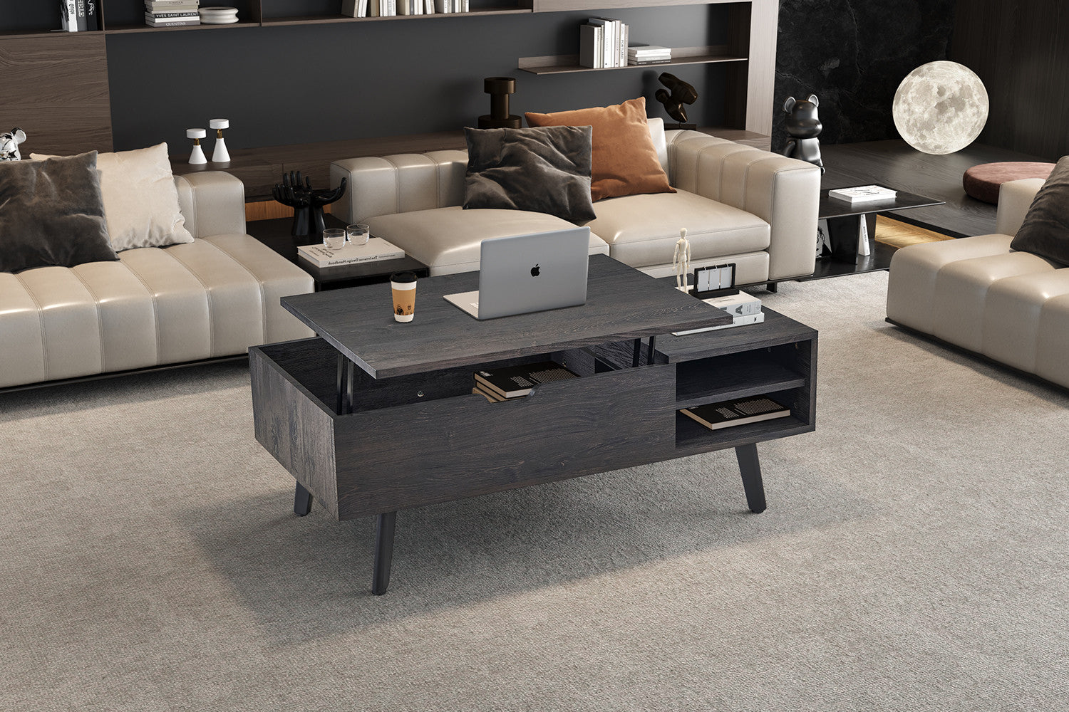 Salontafel 'Justine' Opklapbare top Decor Donkerbruin – Rousseau 3146