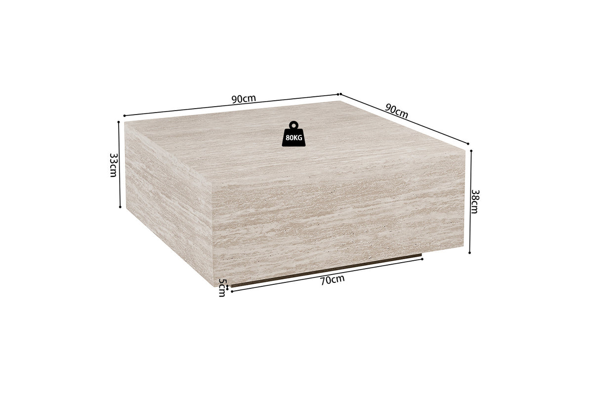 Salontafel Jane Decor Travertin Beige – breedte 90 cm, diepte 90 cm en hoogte 38 cm – aanzicht 6