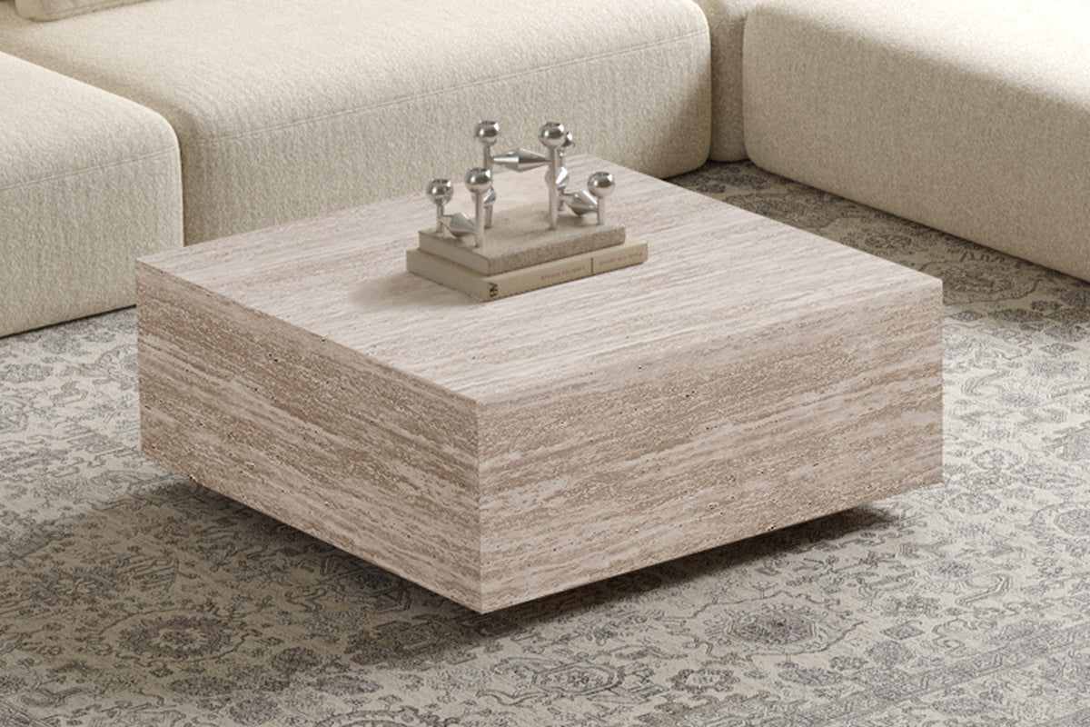 Salontafel Jane Decor Travertin Beige – breedte 90 cm, diepte 90 cm en hoogte 38 cm – aanzicht 4