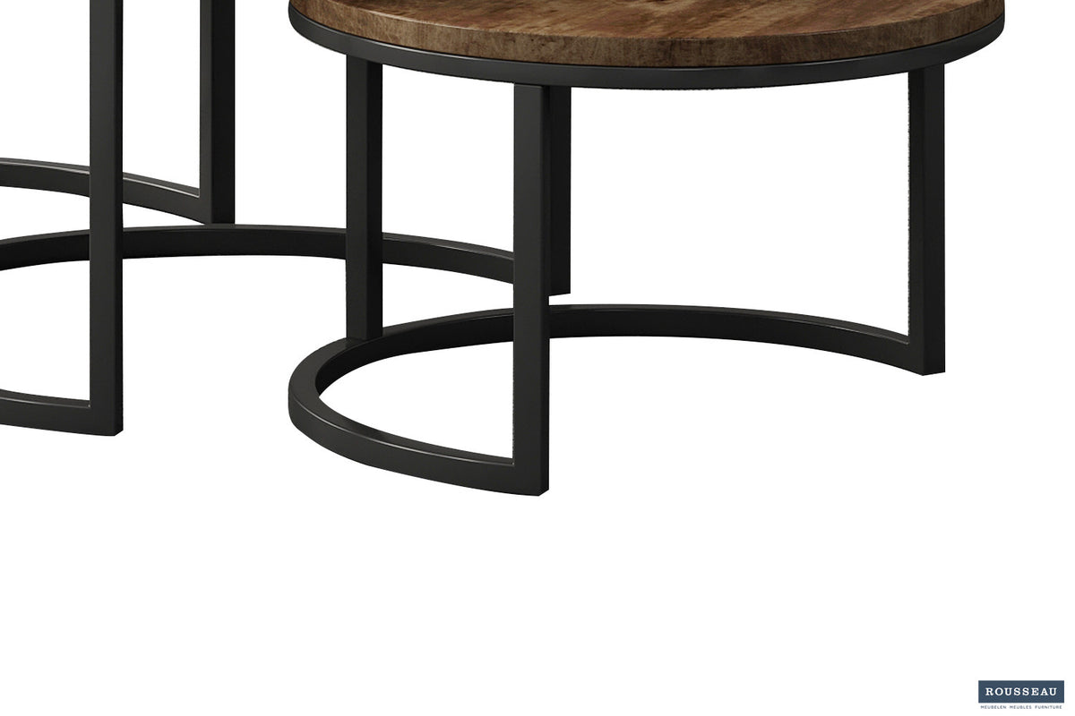 Salontafel Arnod 3-delig Mango hout – breedte 50/60/70 cm, diepte 50/60/70 cm en hoogte 30/38/45 cm – aanzicht 4