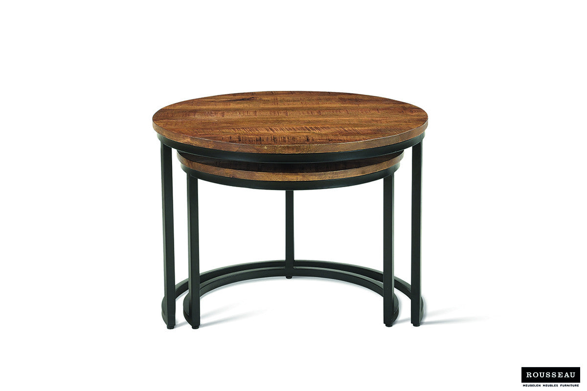 Salontafel Goja 2-delig Mango hout – breedte 50/60 cm, diepte 50/60 cm en hoogte 38/45 cm – aanzicht 5