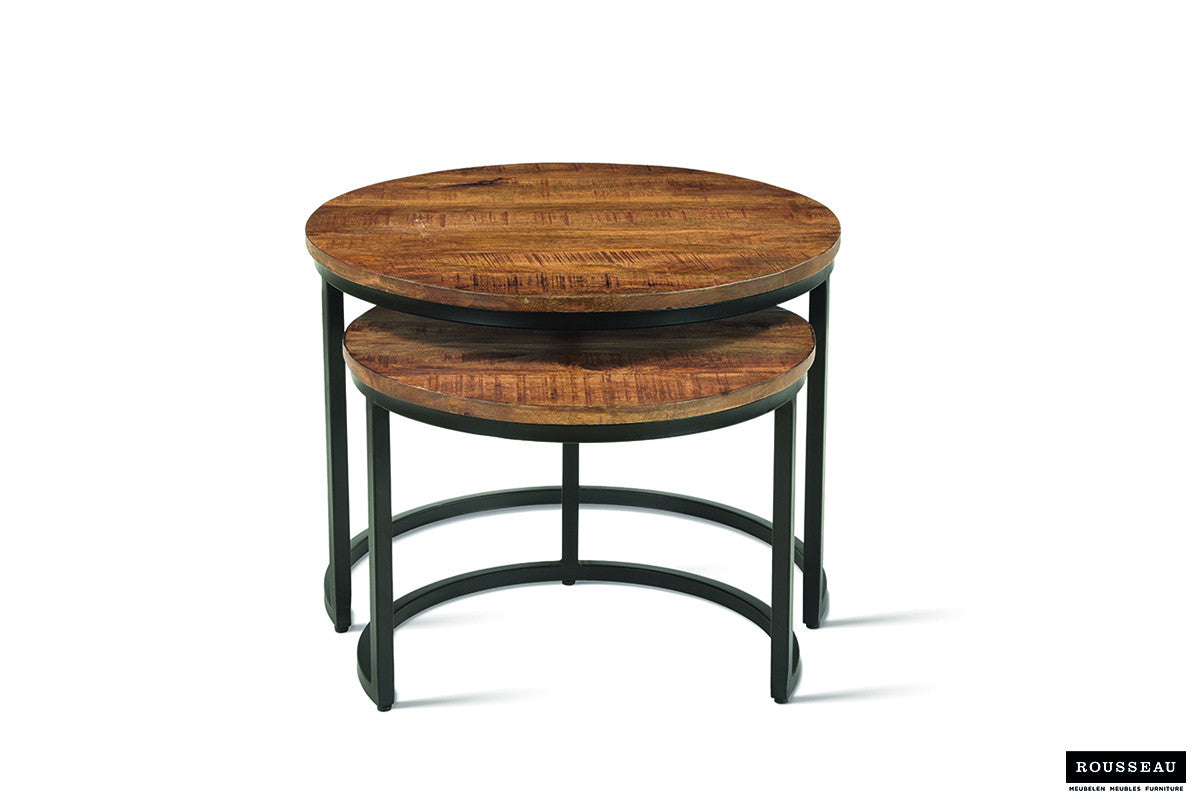 Salontafel Goja 2-delig Mango hout – breedte 50/60 cm, diepte 50/60 cm en hoogte 38/45 cm – aanzicht 6
