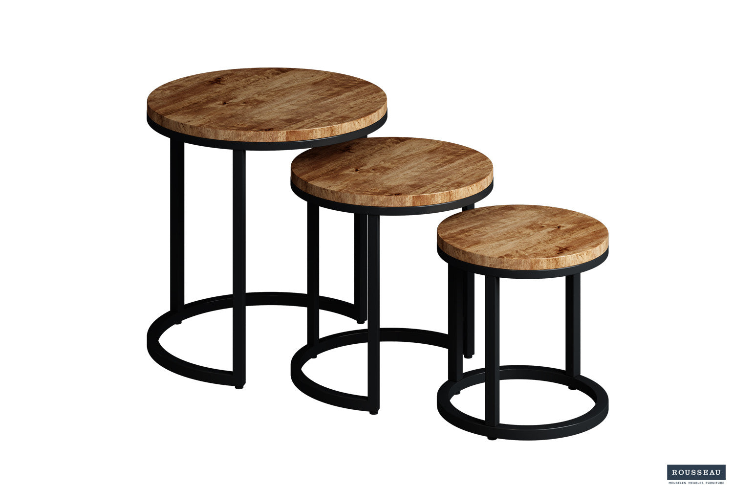 Bijzettafel 'Plano' 3-delig Mango hout - afbeelding 2