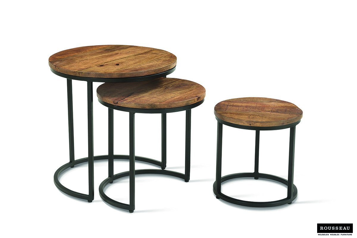 Bijzettafel Plano 3-delig Mango hout – breedte 30/37/45 cm, diepte 30/37/45 cm en hoogte 30/37/45 cm – aanzicht 6