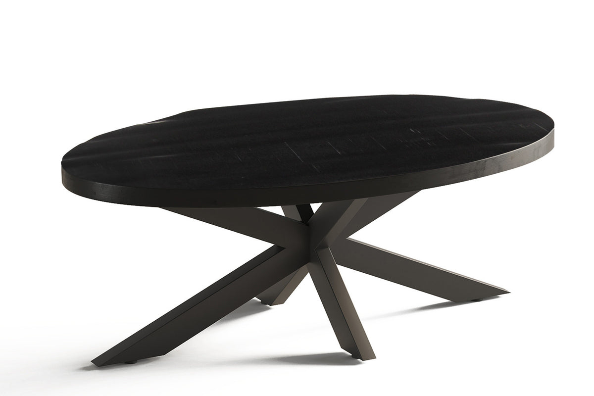Salontafel Madeira Ovaal Mango hout zwart – breedte 130 cm, diepte 70 cm en hoogte 45 cm – aanzicht 2