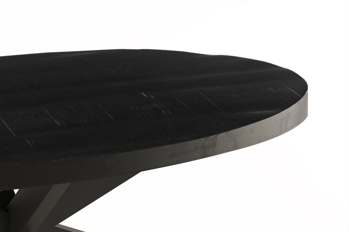 Salontafel Madeira Ovaal Mango hout zwart – breedte 130 cm, diepte 70 cm en hoogte 45 cm – aanzicht 3