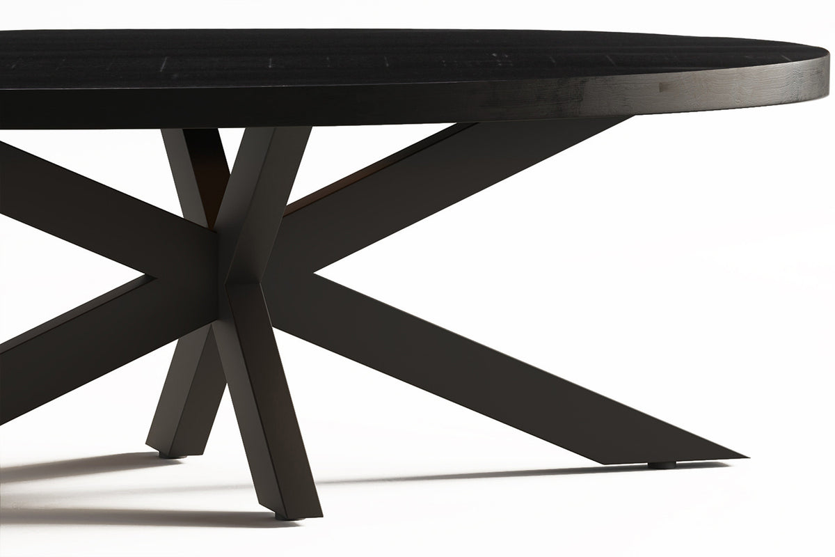 Salontafel Madeira Ovaal Mango hout zwart – breedte 130 cm, diepte 70 cm en hoogte 45 cm – aanzicht 4
