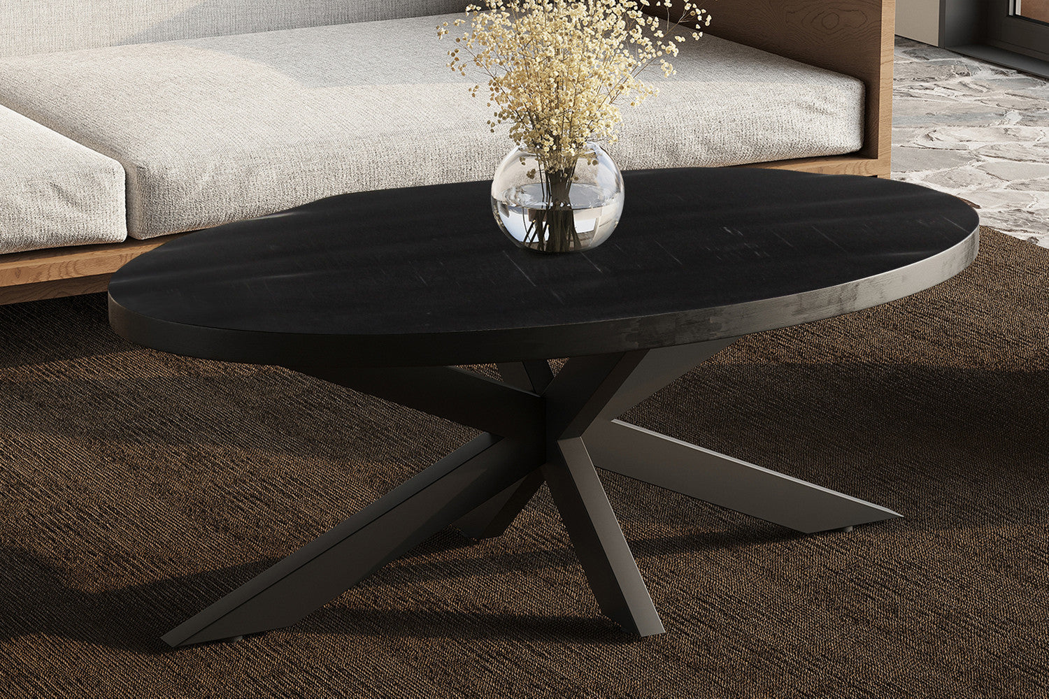 Salontafel Madeira Ovaal Mango hout zwart