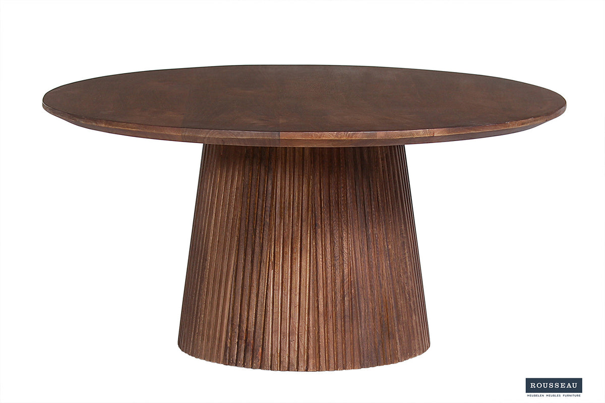 Salontafel Miguel 80 cm Rond Mango hout Lichtbruin – breedte 80 cm, diepte 80 cm en hoogte 38 cm – aanzicht 4