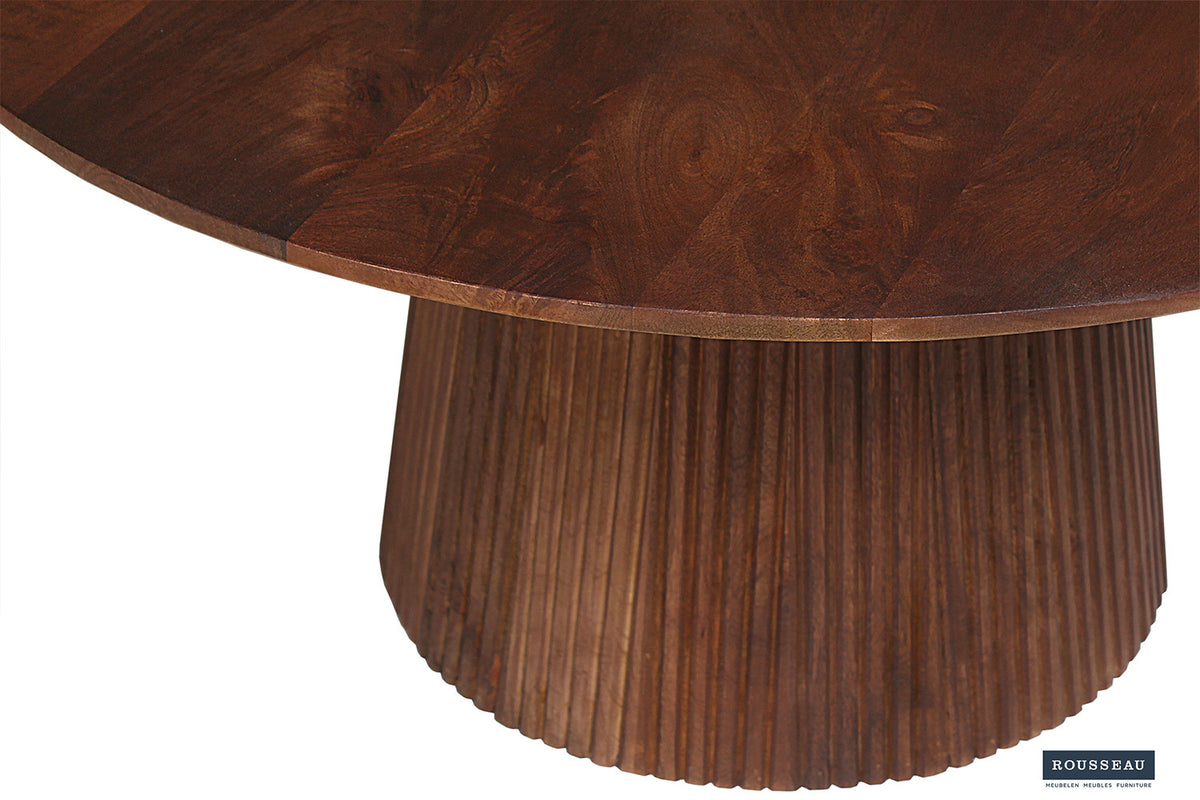 Salontafel Miguel 80 cm Rond Mango hout Lichtbruin – breedte 80 cm, diepte 80 cm en hoogte 38 cm – aanzicht 5