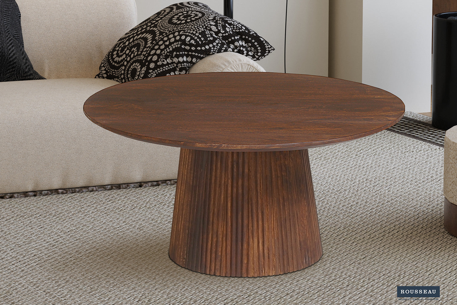 Salontafel Miguel 80 cm Rond Mango hout Lichtbruin