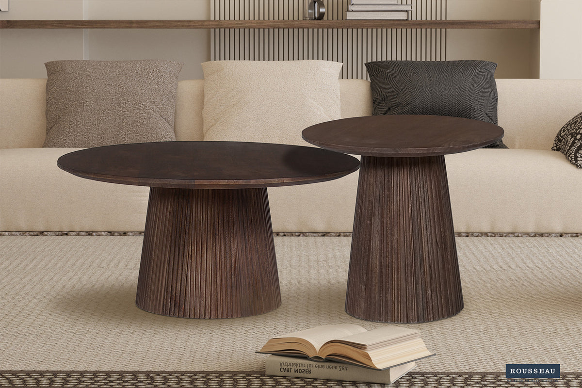 Salontafel 'Miguel' 80 cm Rond Mango hout Donkerbruin - afbeelding 2