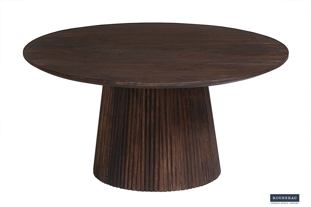 Salontafel Miguel 80 cm Rond Mango hout Donkerbruin – breedte 80 cm, diepte 80 cm en hoogte 38 cm – aanzicht 4