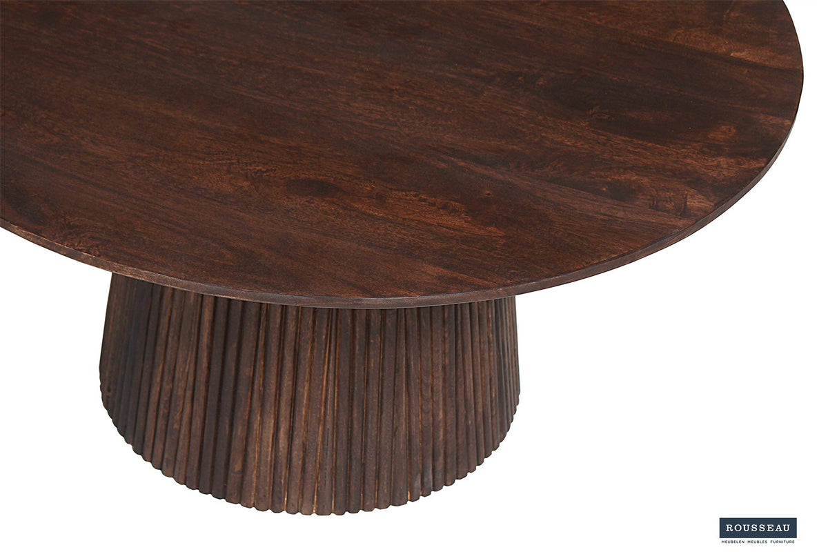 Salontafel Miguel 80 cm Rond Mango hout Donkerbruin – breedte 80 cm, diepte 80 cm en hoogte 38 cm – aanzicht 5