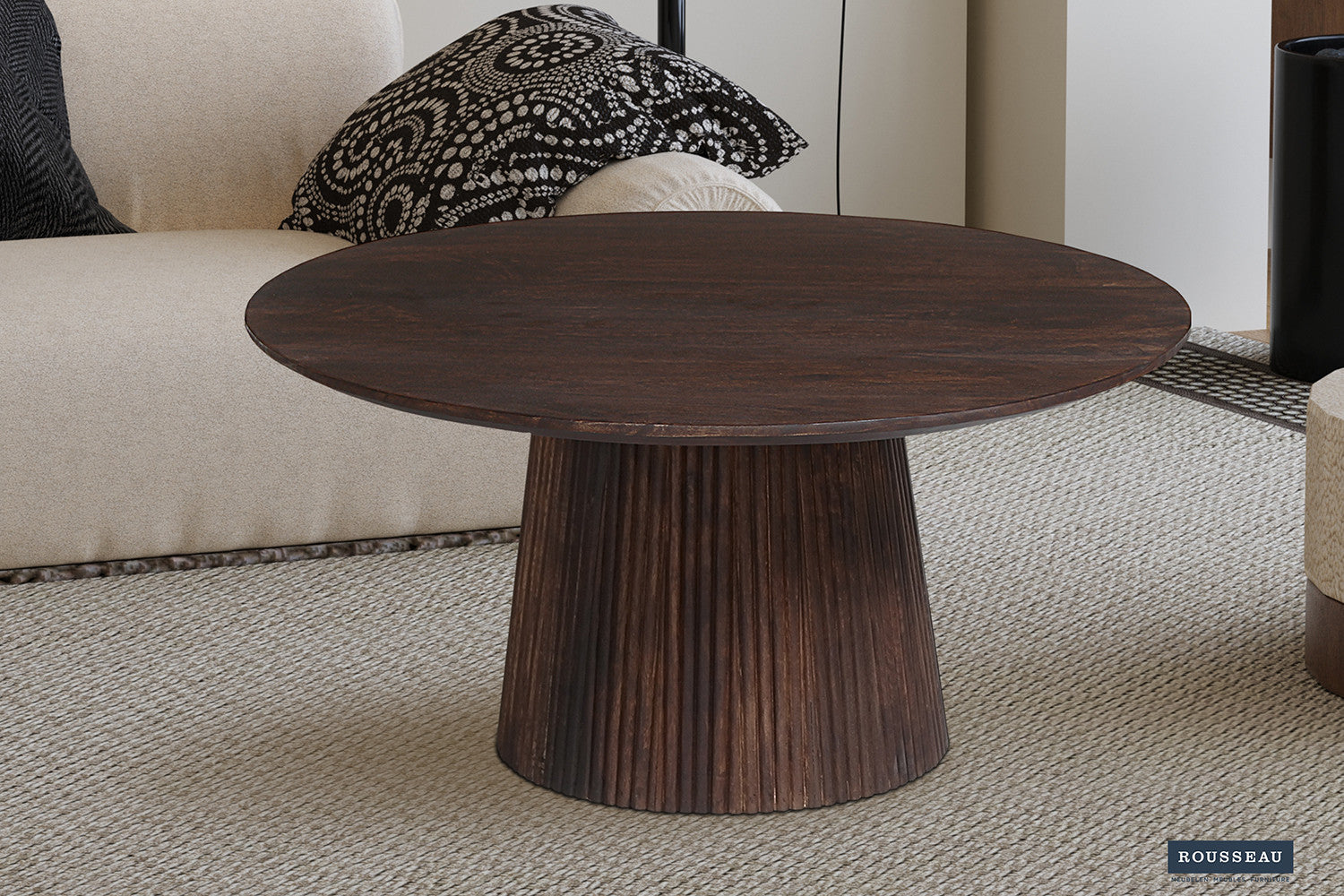 Salontafel 'Miguel' 80 cm Rond Mango hout Donkerbruin – Rousseau 3310-2