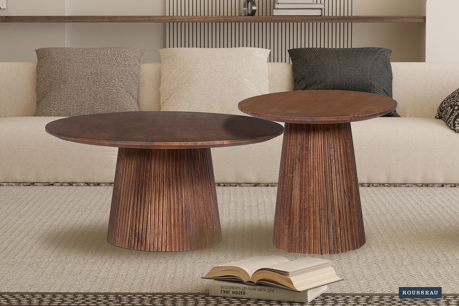 Salontafel 'Miguel' 50 cm Rond Mango hout Lichtbruin - afbeelding 2