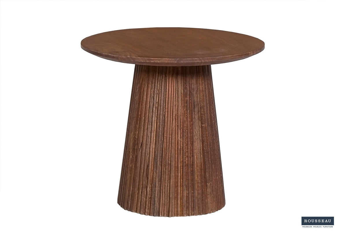 Salontafel Miguel 50 cm Rond Mango hout Lichtbruin – breedte 50 cm, diepte 50 cm en hoogte 46 cm – aanzicht 4