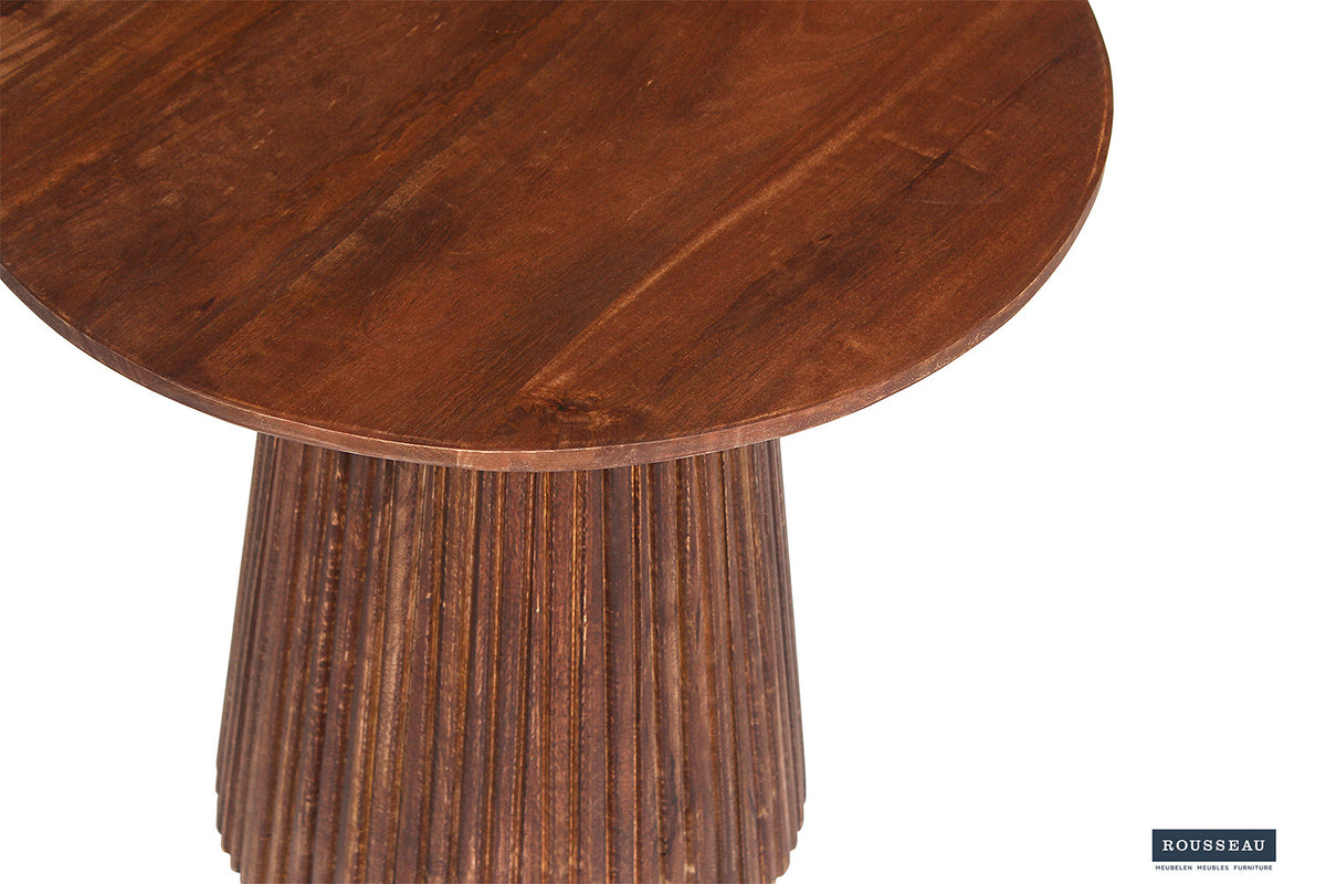 Salontafel Miguel 50 cm Rond Mango hout Lichtbruin – breedte 50 cm, diepte 50 cm en hoogte 46 cm – aanzicht 5
