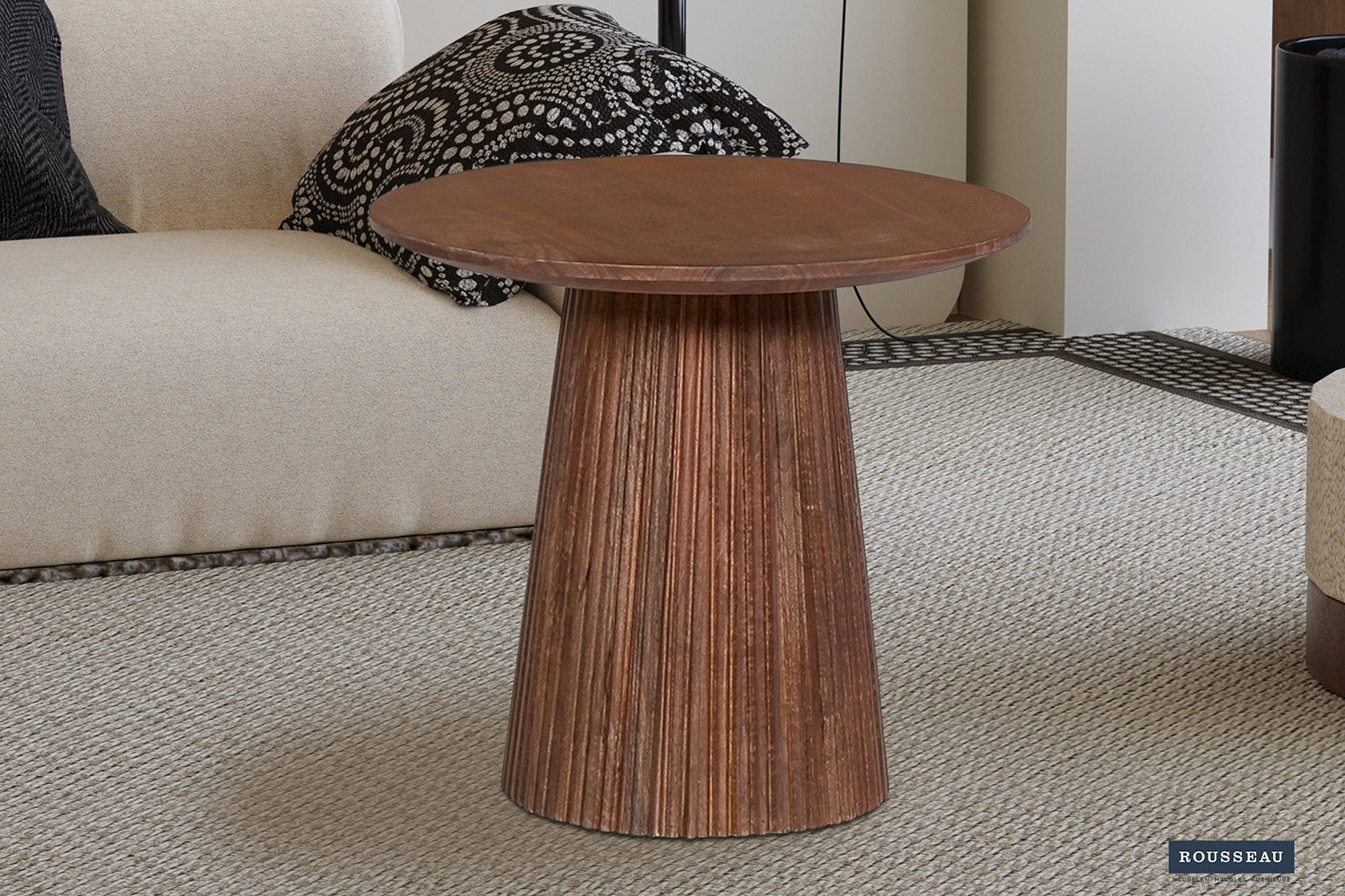Salontafel 'Miguel' 50 cm Rond Mango hout Lichtbruin – Rousseau 3311-1