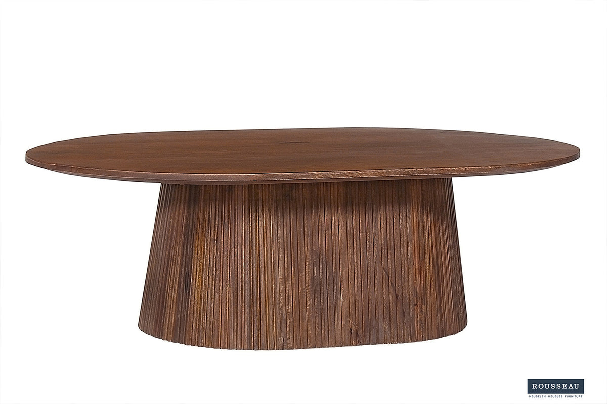 Salontafel Miguel 120 cm Ovaal Mango hout Lichtbruin – breedte 120 cm, diepte 70 cm en hoogte 37 cm – aanzicht 2