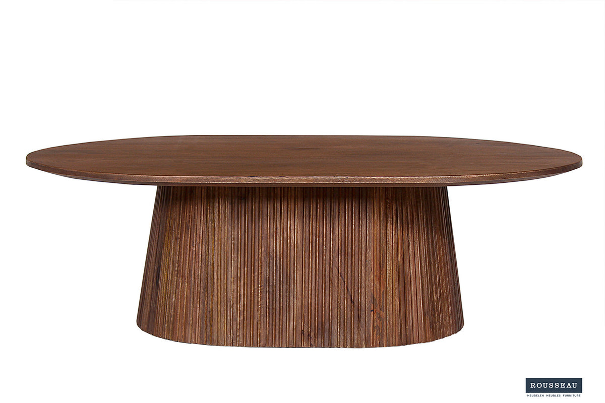 Salontafel Miguel 120 cm Ovaal Mango hout Lichtbruin – breedte 120 cm, diepte 70 cm en hoogte 37 cm – aanzicht 3