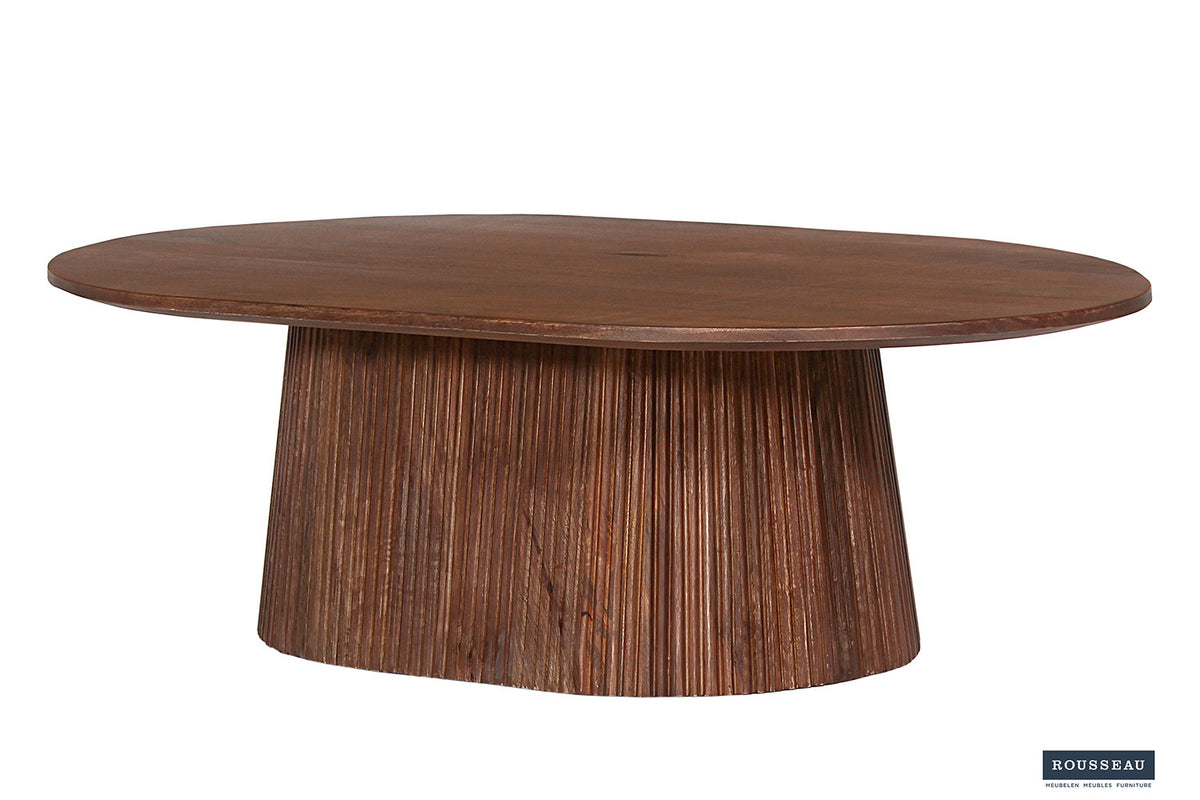 Salontafel Miguel 120 cm Ovaal Mango hout Lichtbruin – breedte 120 cm, diepte 70 cm en hoogte 37 cm – aanzicht 4