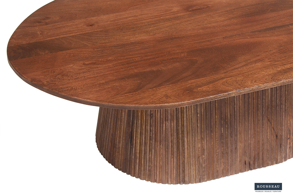 Salontafel Miguel 120 cm Ovaal Mango hout Lichtbruin – breedte 120 cm, diepte 70 cm en hoogte 37 cm – aanzicht 5