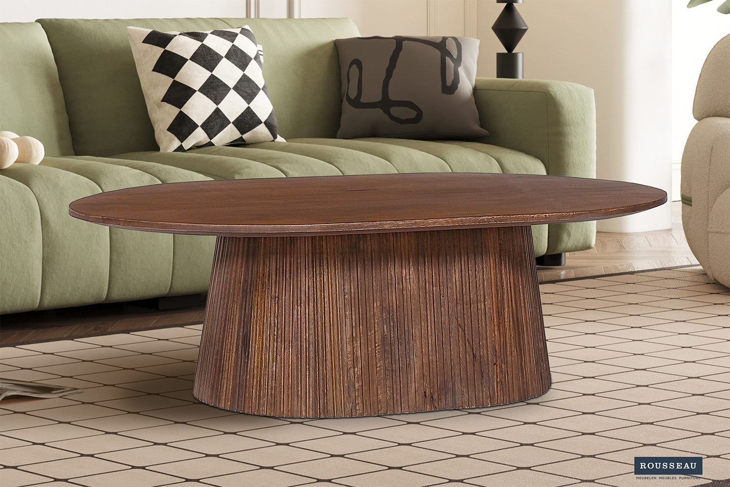 Salontafel 'Miguel' 120 cm Ovaal Mango hout Lichtbruin – Rousseau 3315-1