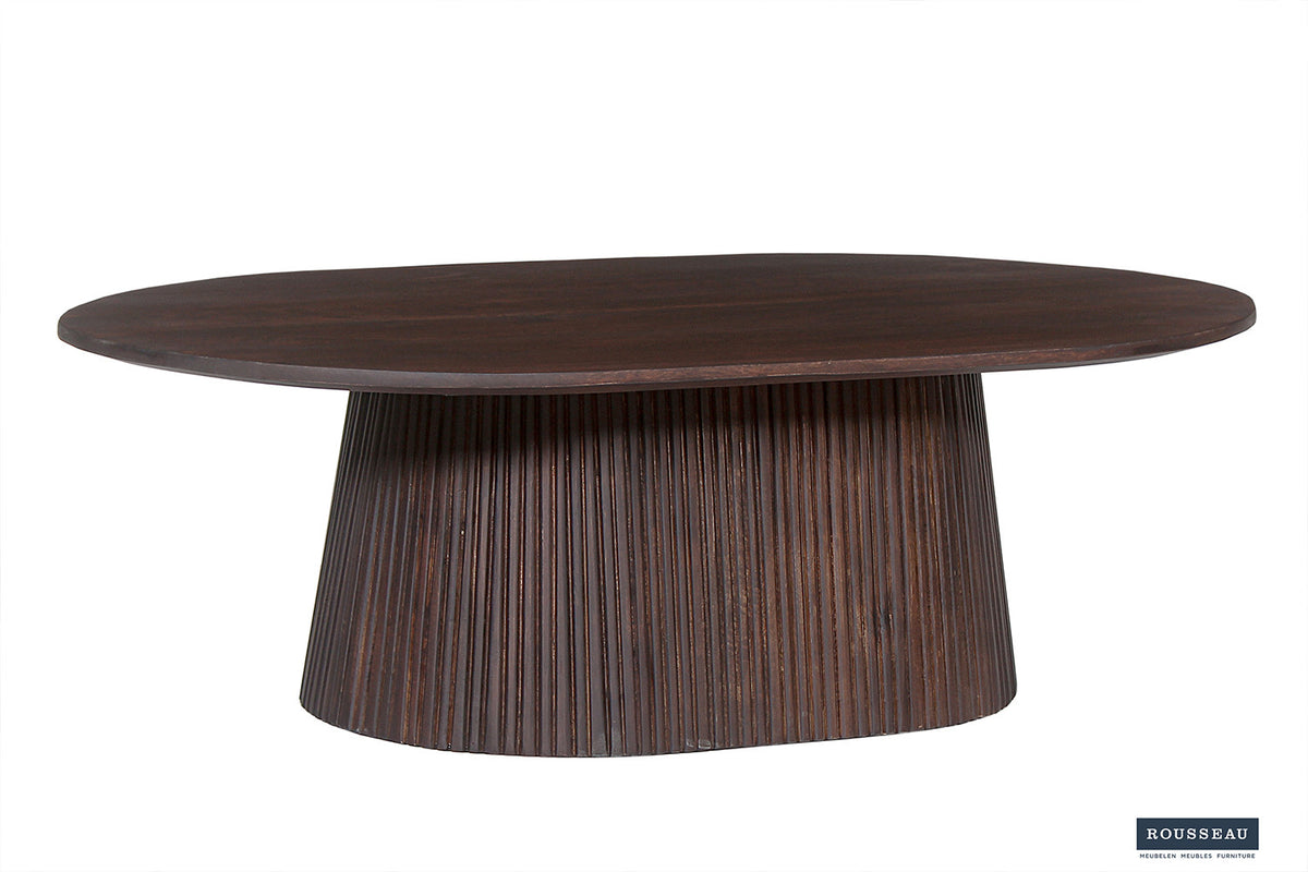 Salontafel Miguel 120 cm Ovaal Mango hout Donkerbruin – breedte 120 cm, diepte 70 cm en hoogte 37 cm – aanzicht 4