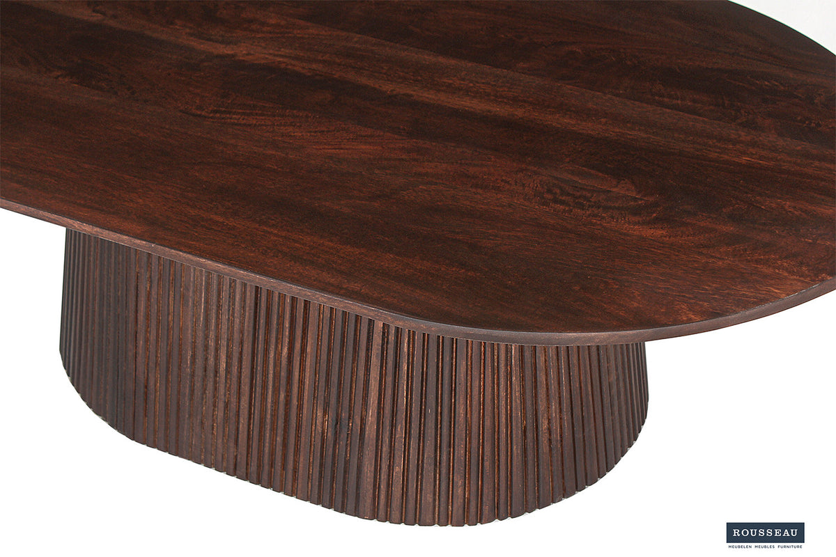 Salontafel Miguel 120 cm Ovaal Mango hout Donkerbruin – breedte 120 cm, diepte 70 cm en hoogte 37 cm – aanzicht 5