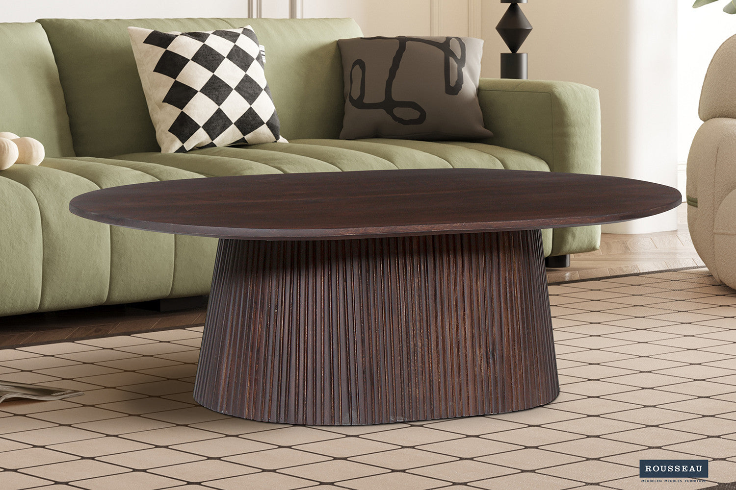 Salontafel 'Miguel' 120 cm Ovaal Mango hout Donkerbruin – Rousseau 3315-2