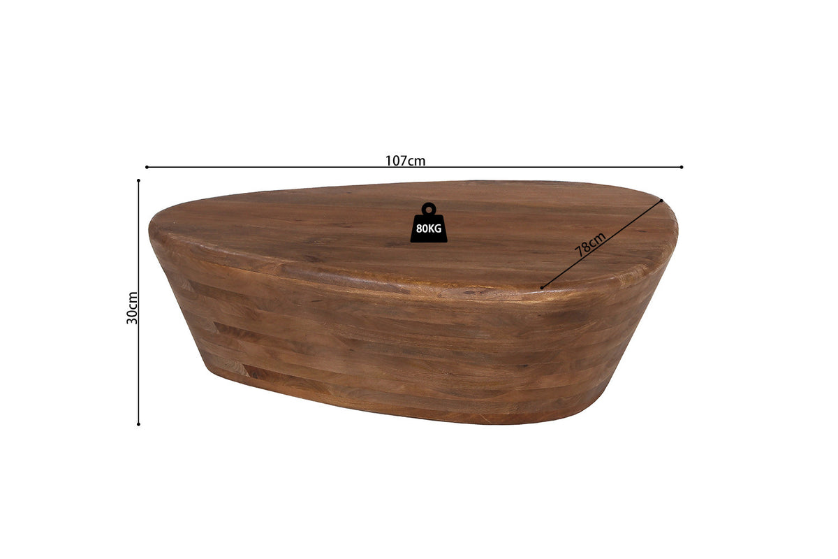 Salontafel Evan Mango hout Lichtbruin – breedte 107 cm, diepte 78 cm en hoogte 30 cm – aanzicht 6