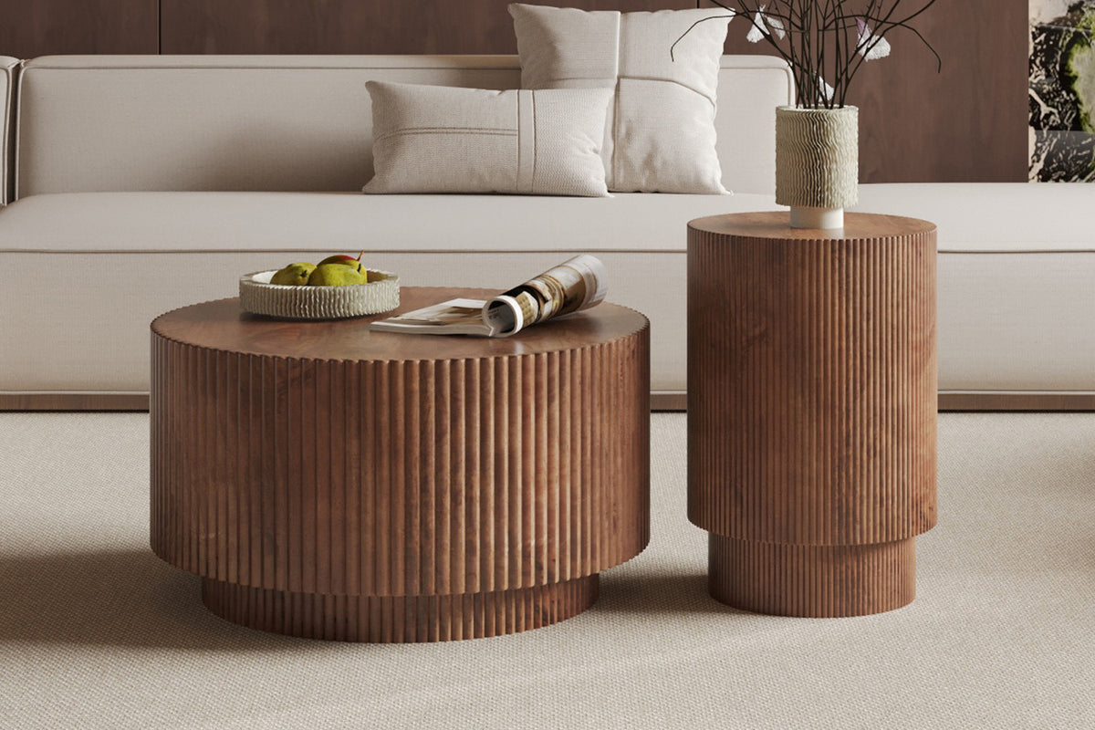 Salontafel Victor Mango hout Lichtbruin – breedte 70 cm, diepte 70 cm en hoogte 38 cm – aanzicht 2