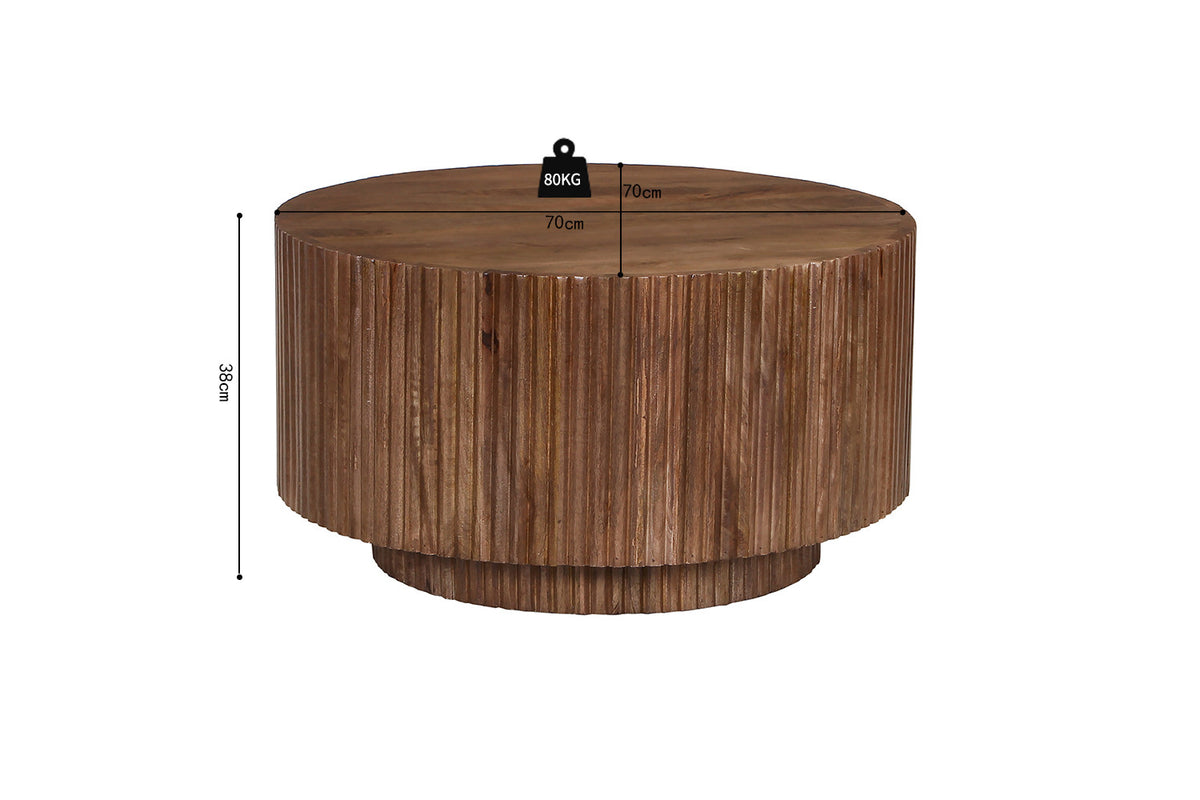Salontafel Victor Mango hout Lichtbruin – breedte 70 cm, diepte 70 cm en hoogte 38 cm – aanzicht 6