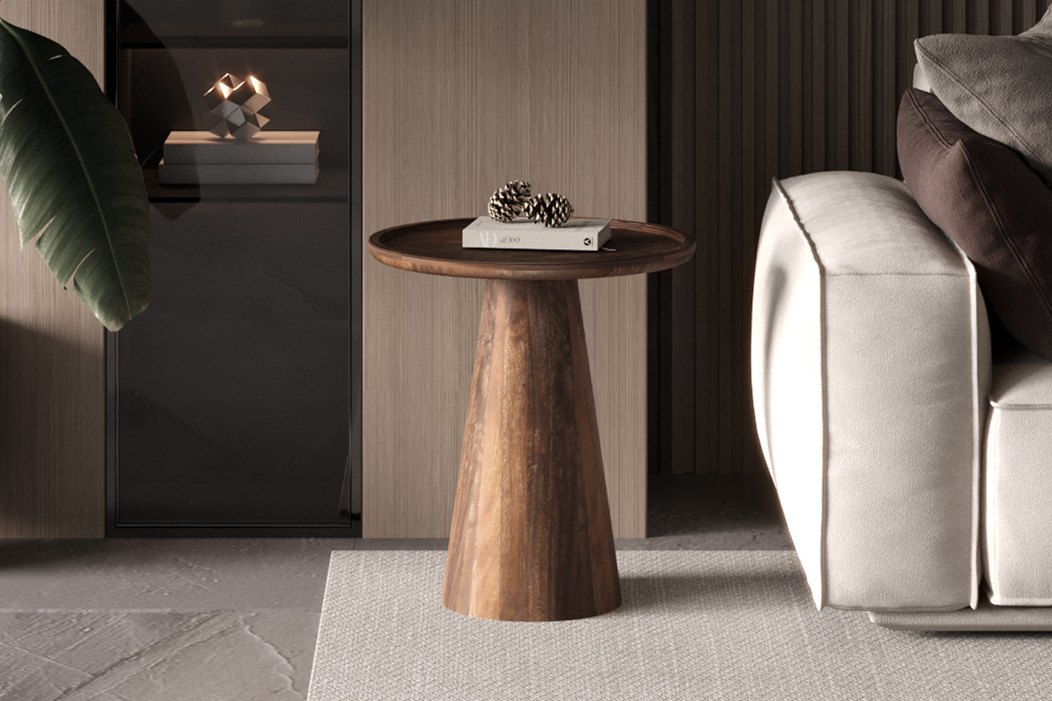 Salontafel 'Jules' 45x50 cm Rond Mango hout Lichtbruin – Rousseau 3328-1